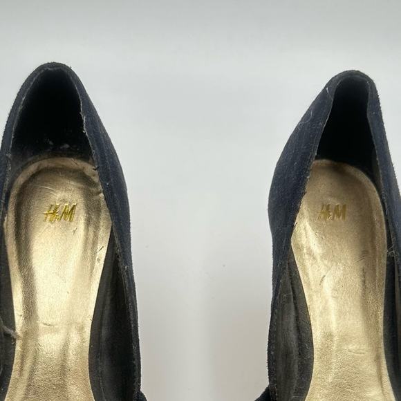 H&M Black Wedge Heels faux suede cork heels size 11 -- - Picture 7 of 9